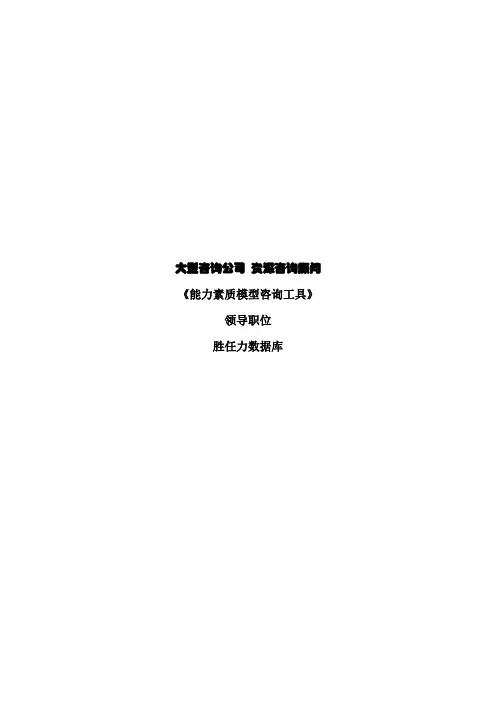 大型咨询公司《能力素质模型咨询工具》胜任力数据库