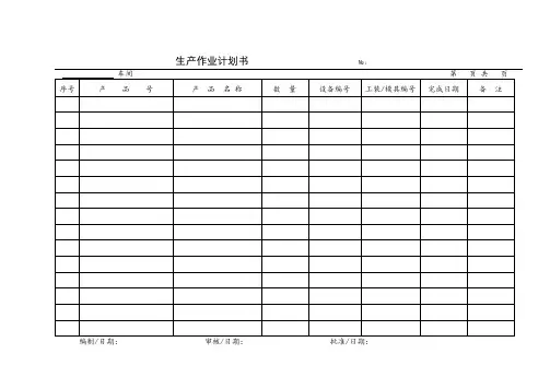 生产作业计划书