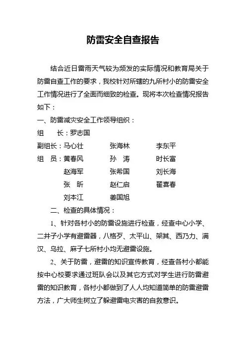 防雷安全自查报告