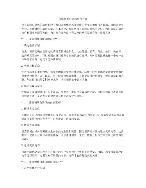 自媒体垂直领域运营方案