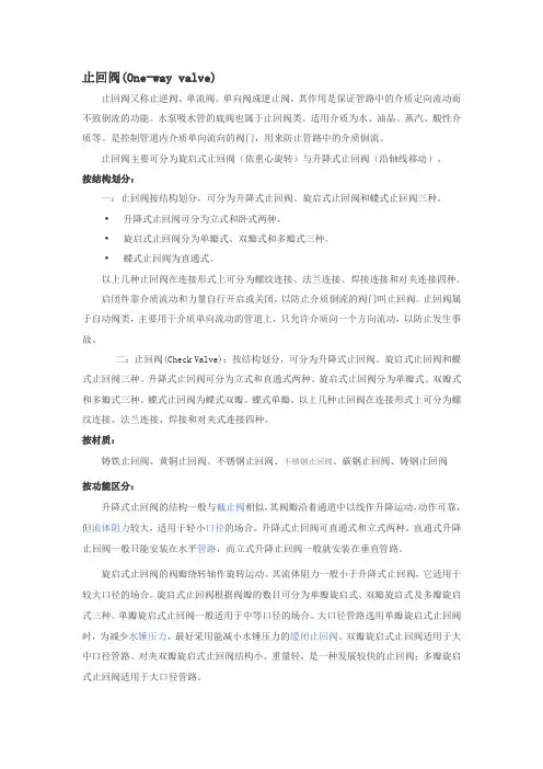 各类阀门分类