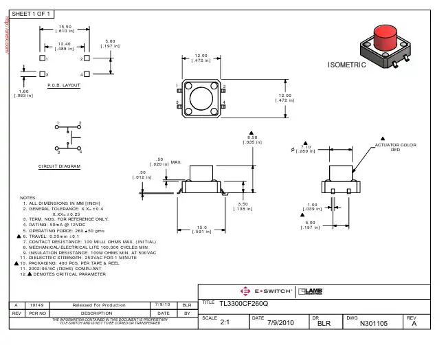 TL3300CF260Q;中文规格书,Datasheet资料