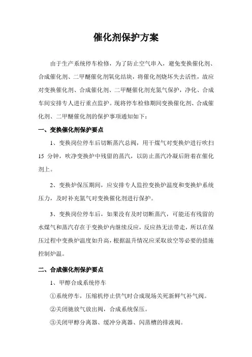 催化剂保护方案