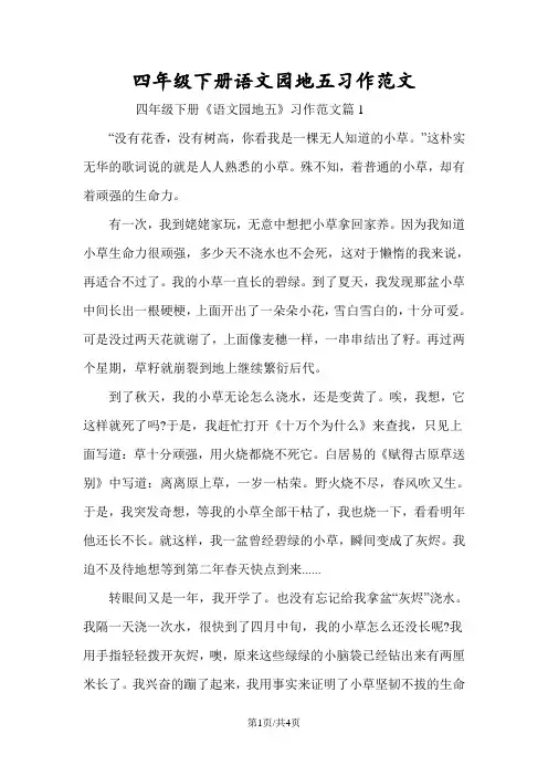四年级下册语文园地五习作范文 2