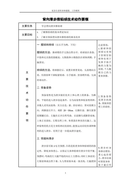 背向滑步推铅球技术动作要领