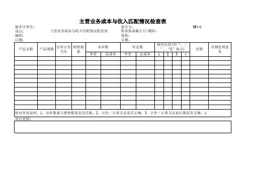 (SB4-1)562-4-1主营业务成本与收入匹配情况检查表