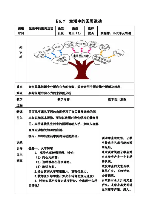 物理§5.7  生活中的圆周运动