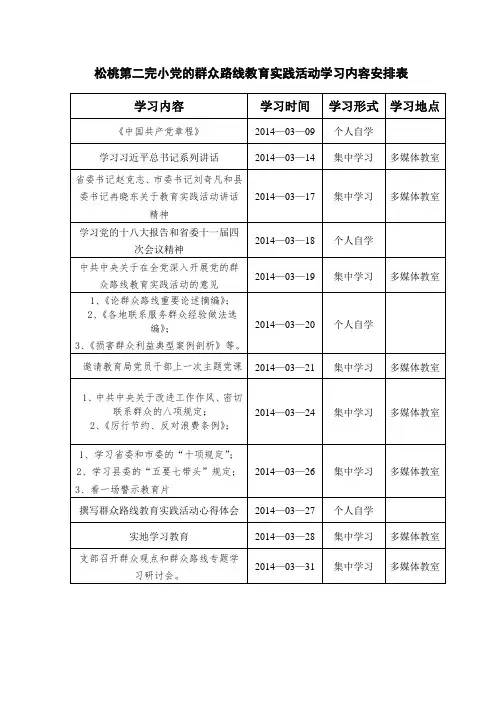 群众路线学习内容及时间安排表