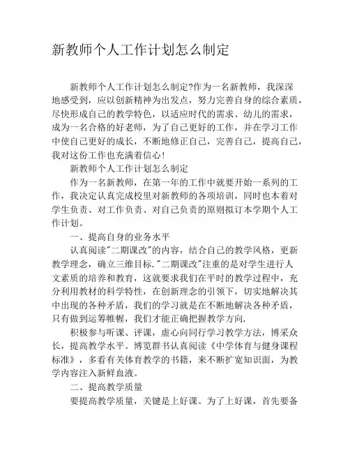 新教师个人工作计划怎么制定
