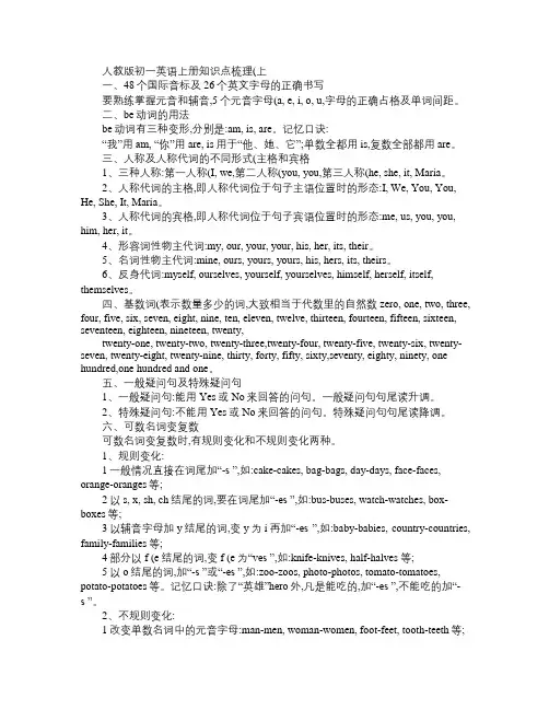 人教版初一英语上册知识点梳理