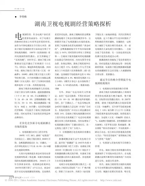 湖南卫视电视剧经营策略探析
