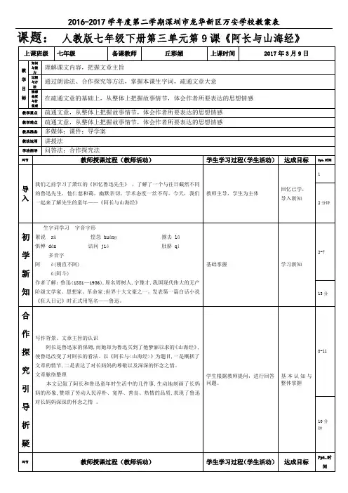 人教版七年级下册语文第三单元第 第9课 阿长与山海经 (第一课时)丘彩媚