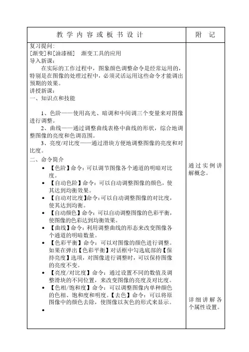 3.1    图象颜色的调整 色阶、曲线、亮度对比度的应用