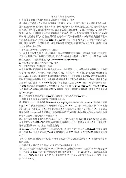 第八章叶绿体和光合作用