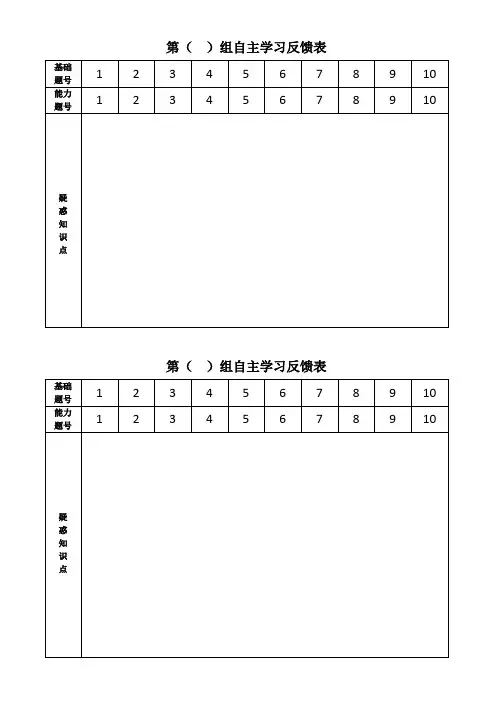 自主学习反馈表