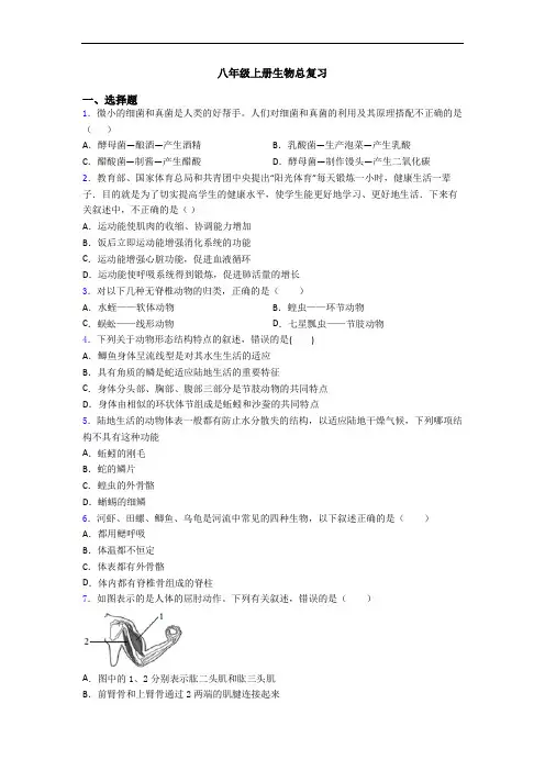 八年级上册生物总复习