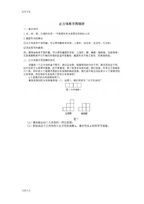 正方体展开图规律