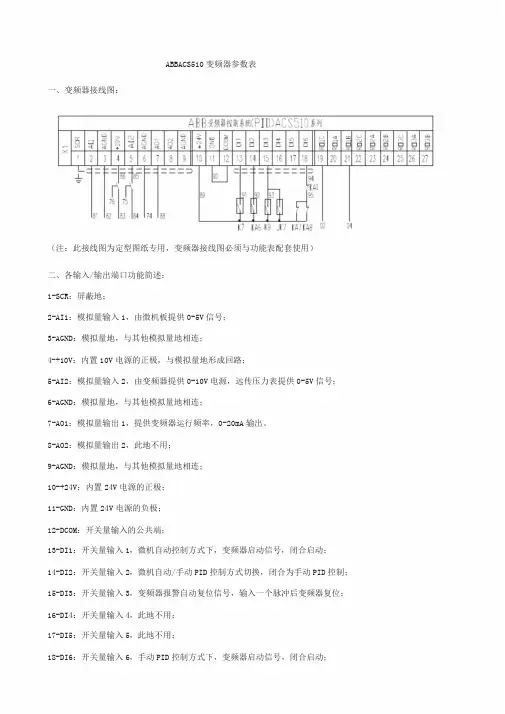 ABBACS510系列变频器通用接线图和参数表
