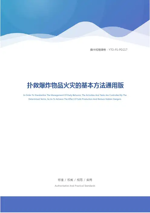 扑救爆炸物品火灾的基本方法通用版