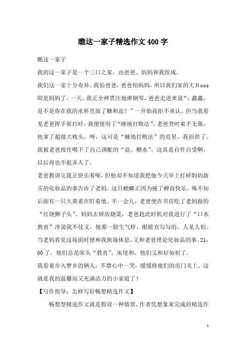 瞧这一家子精选作文400字