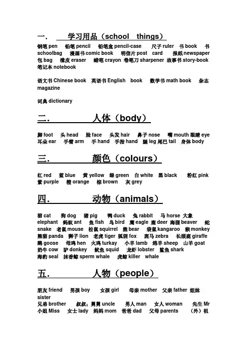 初一英语必记单词