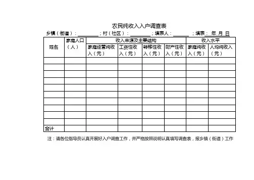 农民纯收入入户调查表