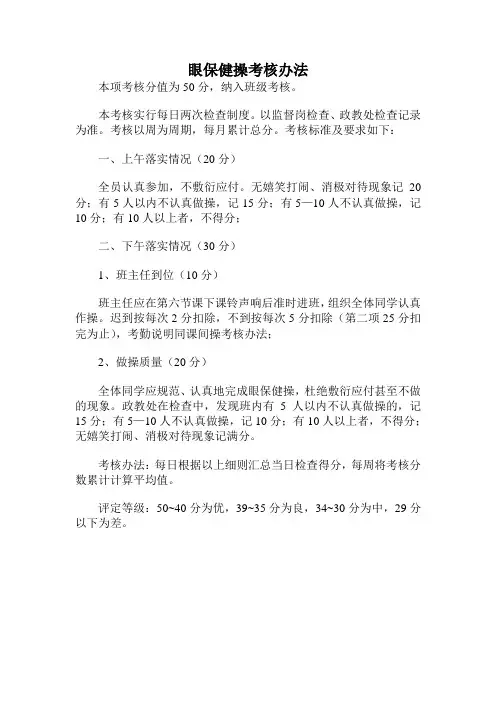 眼操考核评比方案