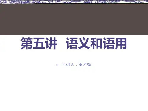 第五讲：《语言学纲要》第五章词义2