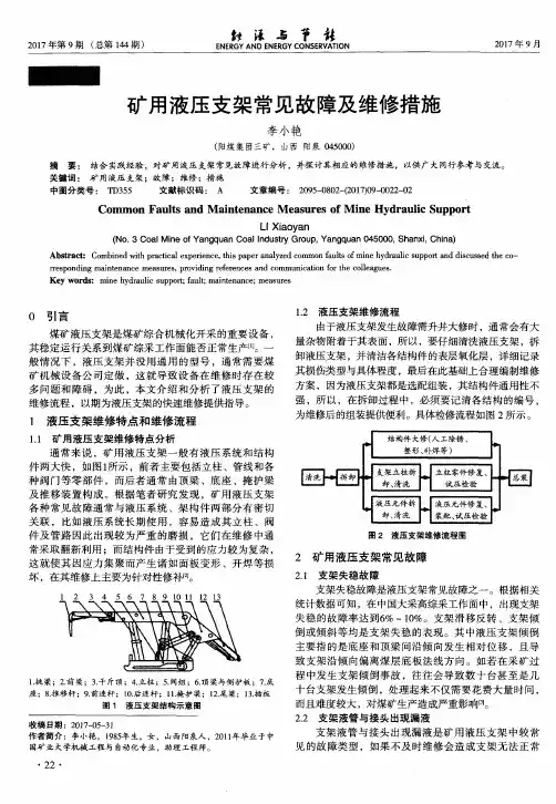 矿用液压支架常见故障及维修措施 2
