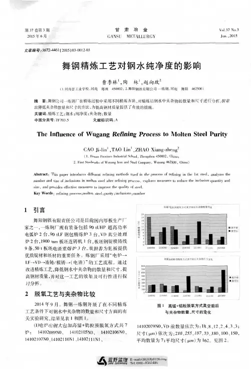 舞钢精练工艺对钢水纯净度的影响