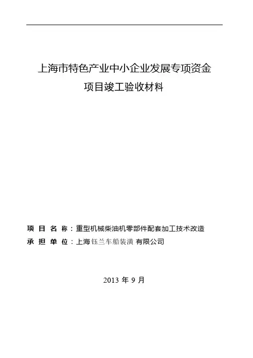 专项资金项目竣工验收申请报告