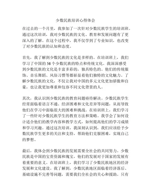 少数民族培训心得体会
