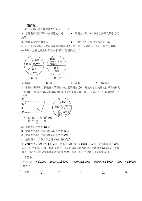 (常考题)人教版初中数学七年级数学下册第六单元《数据的收集、整理与描述》测试题(包含答案解析)