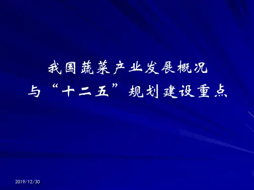全国蔬菜产业发展概况与十二五规划建设重点