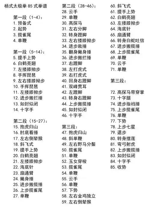 杨式85式太极拳谱