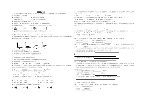 人教版九年级化学中考模拟试卷(一)含答案