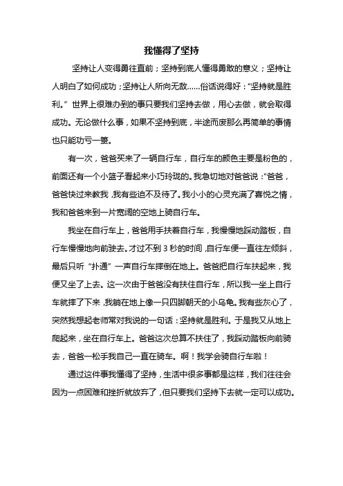 五年级作文：我懂得了坚持作文500字
