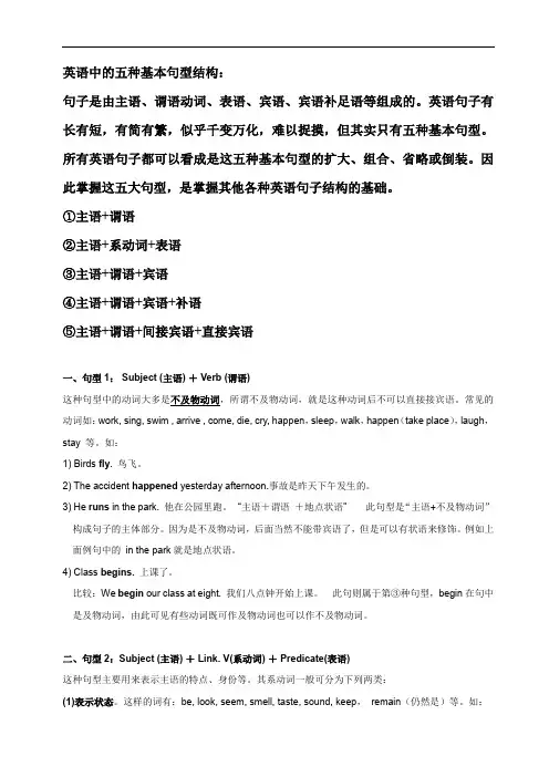英语中的五种基本句型结构