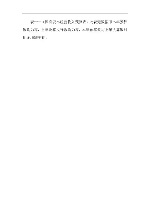 表十一(国有资本经营收入预算表)此表无数据即本年预算