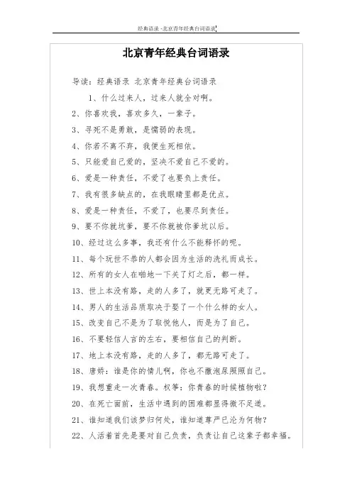 北京青年经典台词语录