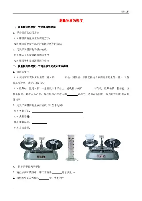 人教版物理八年级上册测量物质的密度