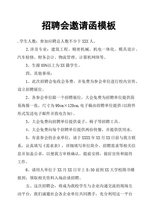 招聘会邀请函模板