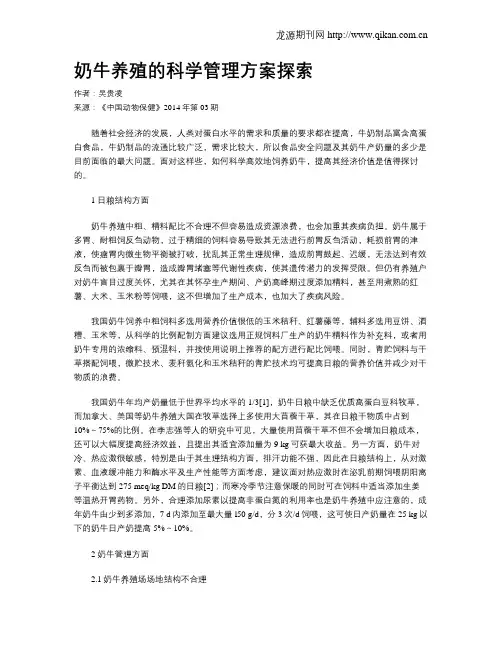 奶牛养殖的科学管理方案探索