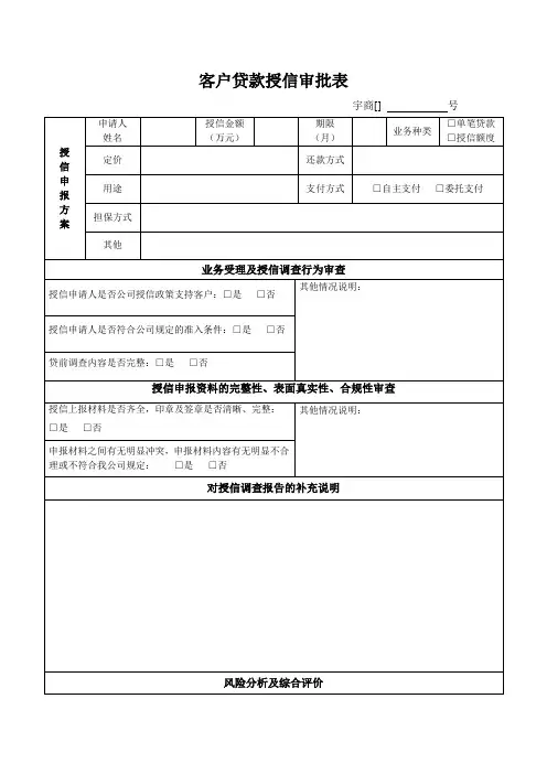 贷款授信审批表