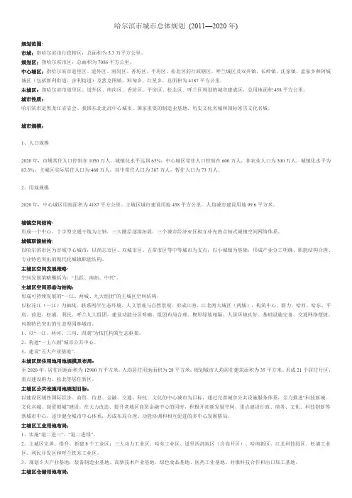 哈尔滨市城市总体规划(2011-2020)