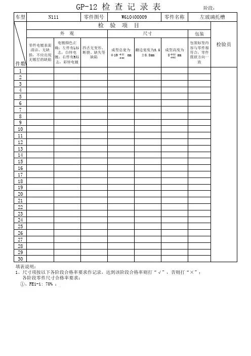 GP12检查记录表