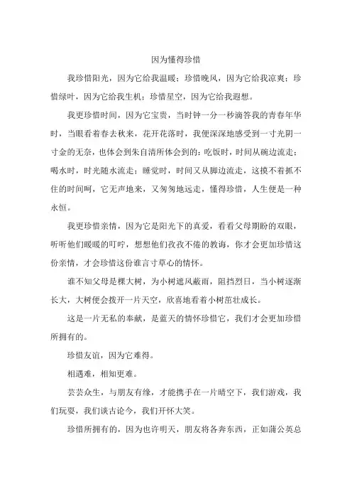因为懂得珍惜-作文