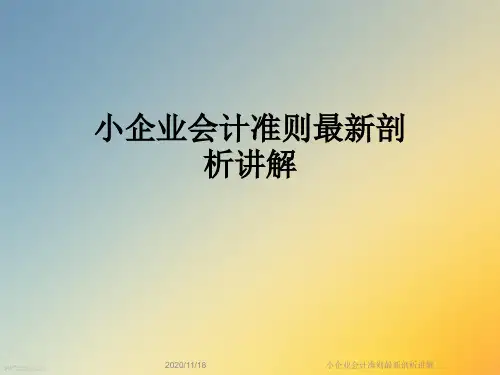 小企业会计准则最新剖析讲解
