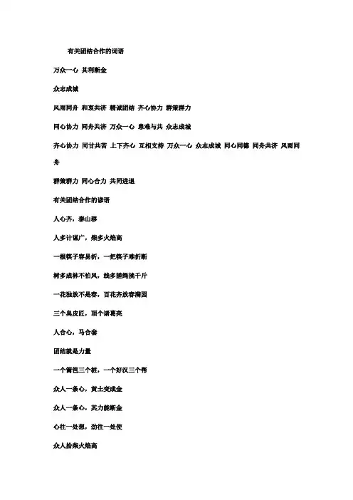 有关团结合作的词语