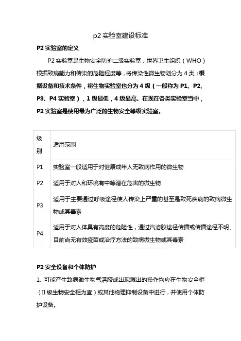 p2实验室建设标准 2
